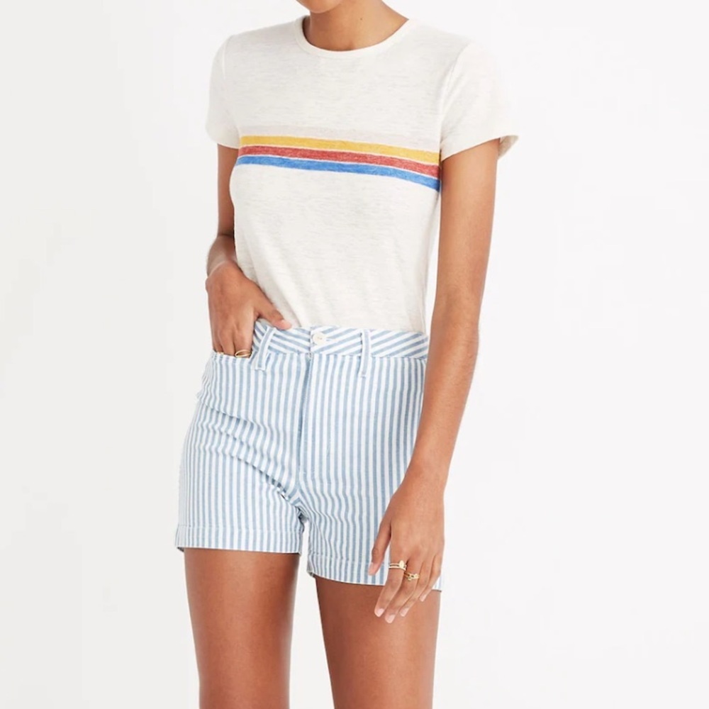 Madewell Pinstripe Blue and White Striped Shorts - Picture 9 of 9